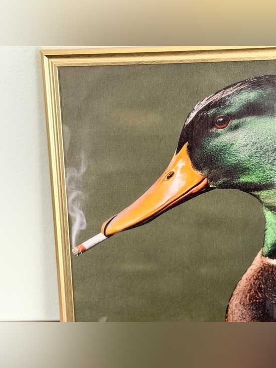 duck smoking cigarette painting Funny Mallard Wall Art Whimsical Prints Vintage Duck a Posters Green Cabin Wall Decor 8x10 Inch Unframed for Home Kitchen Bathroom: Posters & Prints Duck With Hat Smooking Cigar